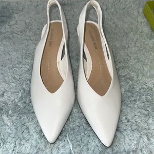 White Gianni Bini Kitty Heels Slingbacks